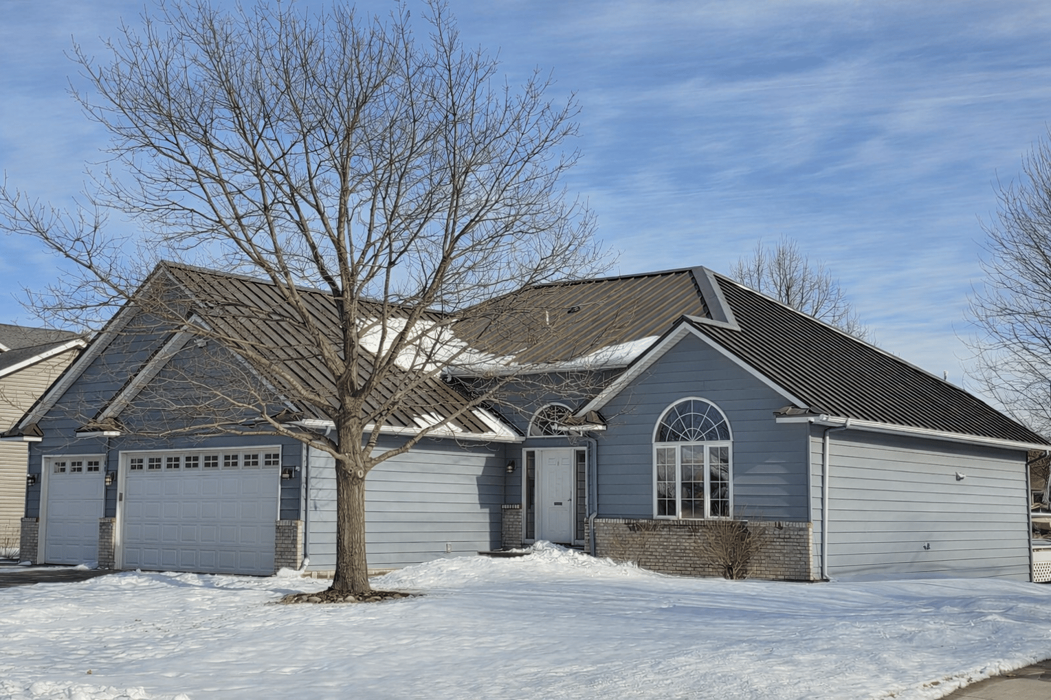 Client home in Northern Minnesota with metal roof